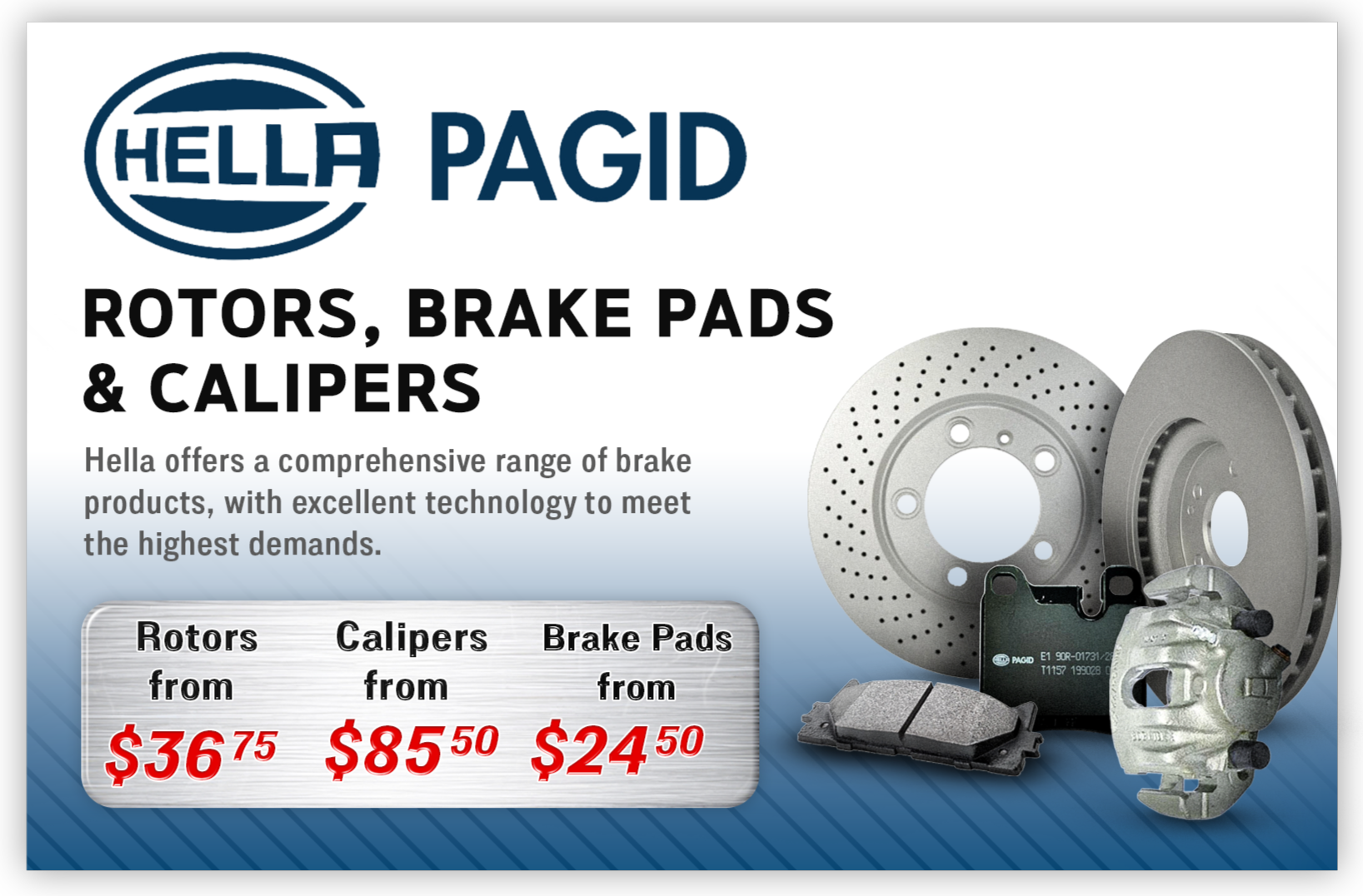 Hella Pagid Brake Pads, Rotors & Calipers