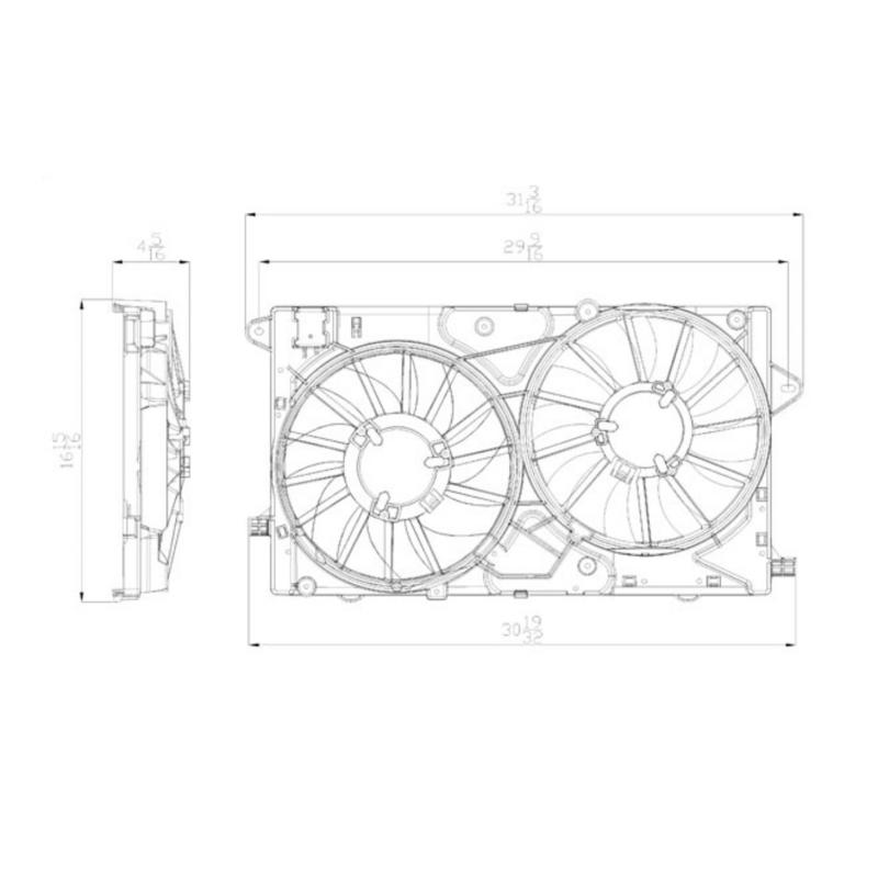 2013 Chevrolet Malibu Dual Radiator and Condenser Fan Assembly