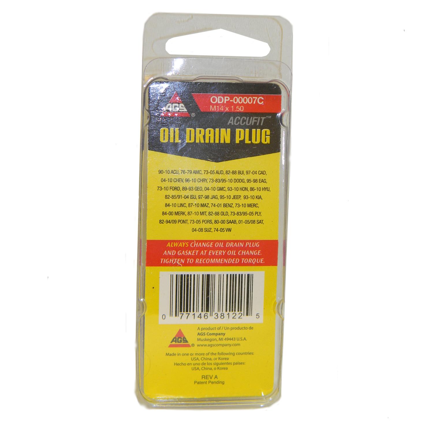 American Grease Stick (AGS) ODP00007C - Engine Oil Drain Plug American Grease Stick (AGS) ODP00007C Engine Oil Drain Plug product image 3 of 3