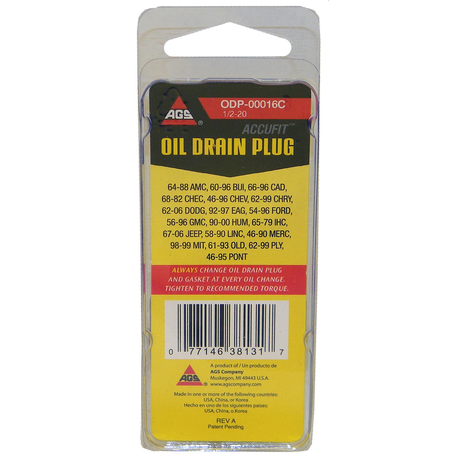 American Grease Stick (AGS) ODP00016C - Engine Oil Drain Plug American Grease Stick (AGS) ODP00016C Engine Oil Drain Plug product image 3 of 3