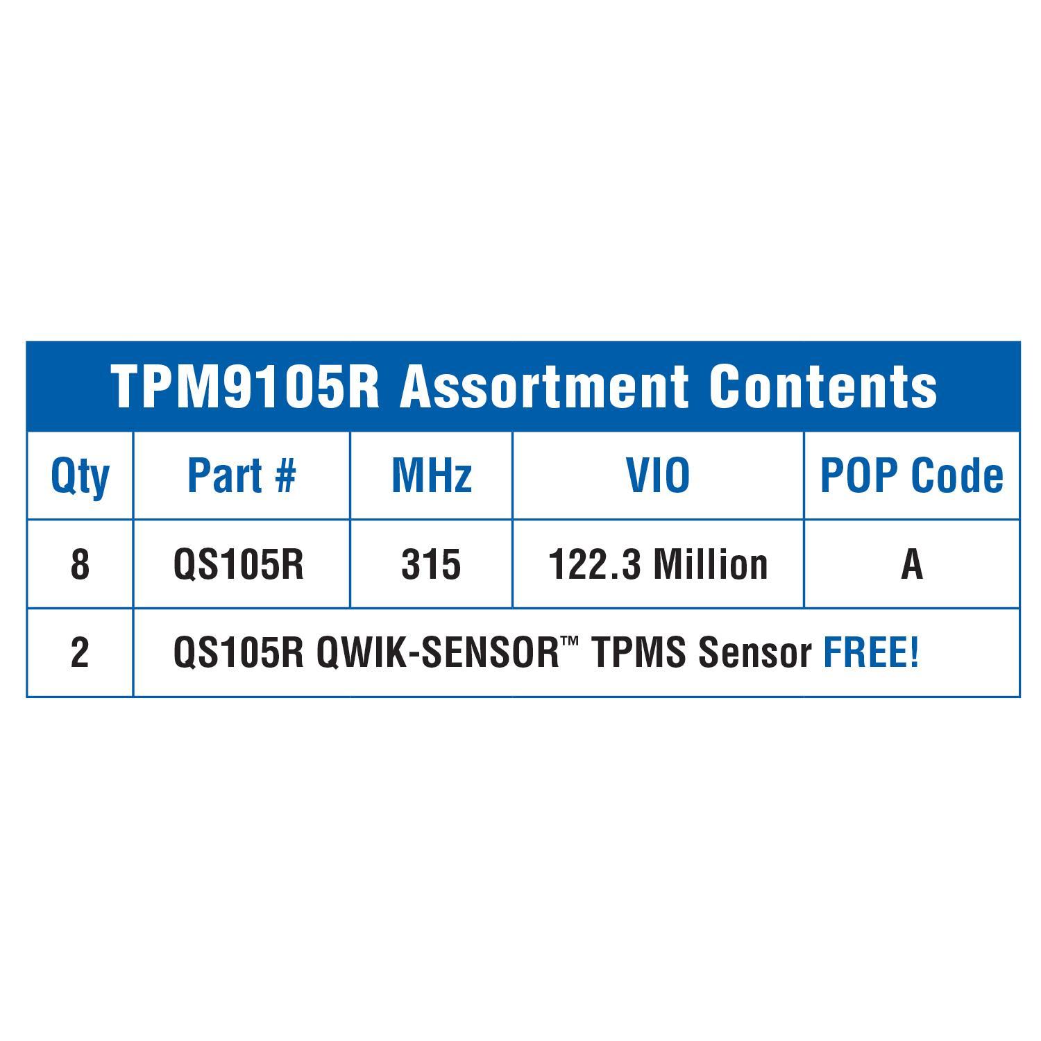BWD TPM9105R Tire Pressure Monitoring System Programmable Sensor Service Kit product image 2 of 2