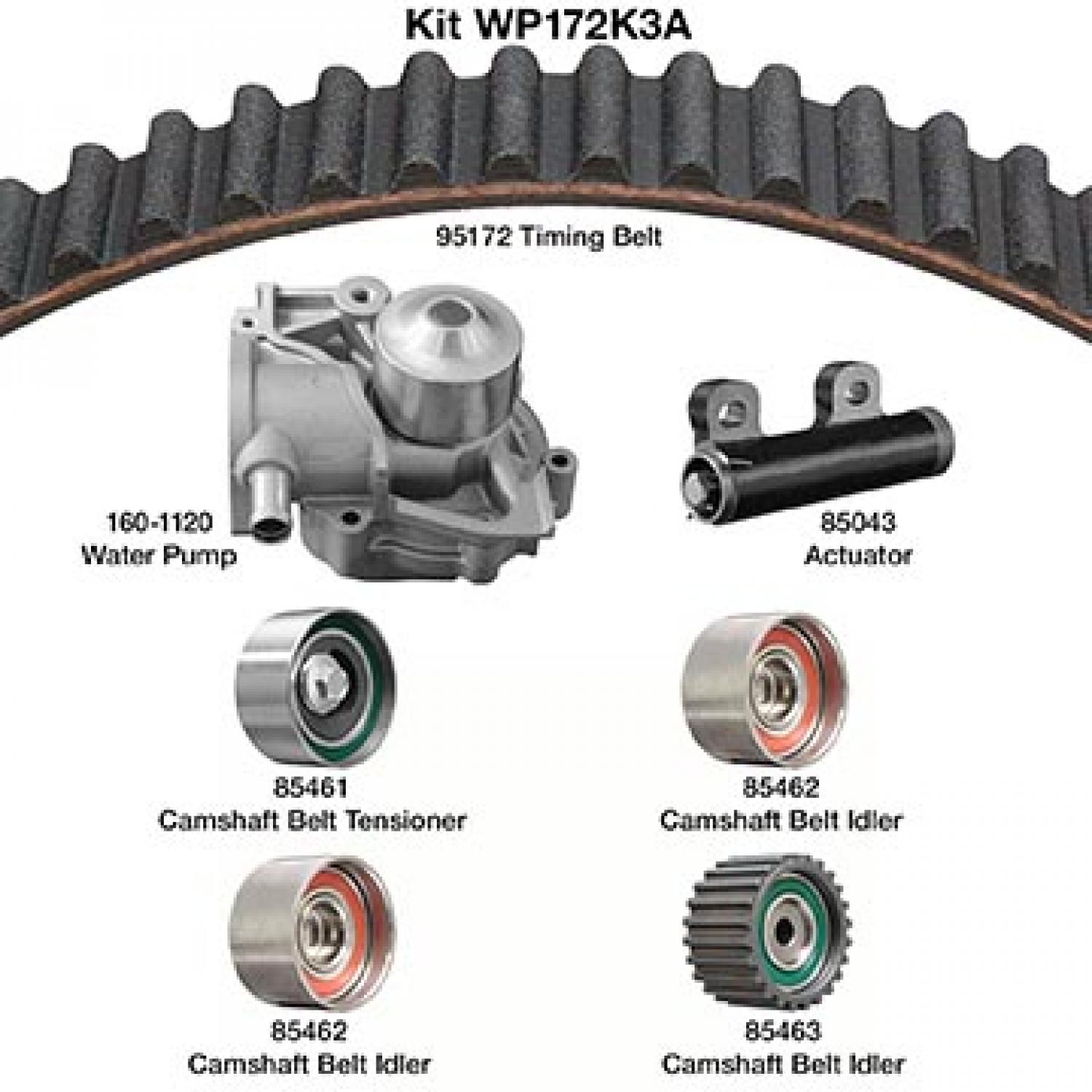 Dayco WP172K3A - Engine Timing Belt Kit with Water Pump Dayco WP172K3A Engine Timing Belt Kit with Water Pump product image 1 of 1
