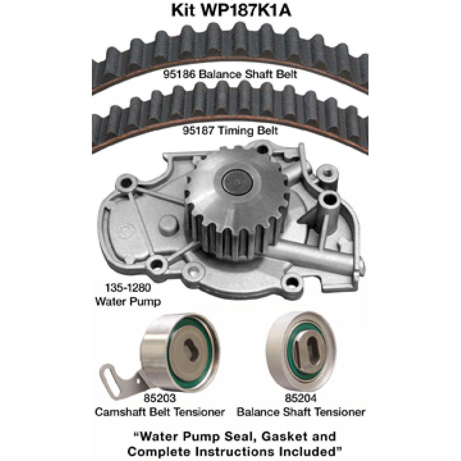 Dayco WP187K1A Engine Timing Belt Kit with Water Pump product image 1 of 1