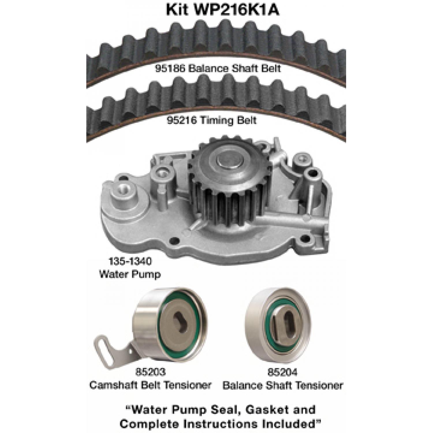 Dayco WP216K1A Engine Timing Belt Kit with Water Pump product image 1 of 1