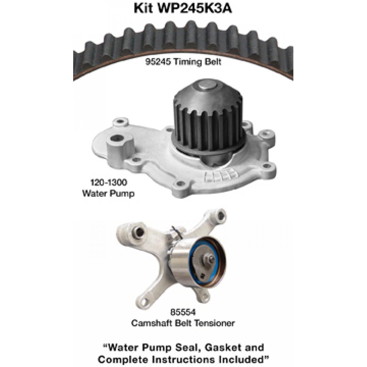 Dayco WP245K3A - Engine Timing Belt Kit with Water Pump Dayco WP245K3A Engine Timing Belt Kit with Water Pump product image 1 of 1