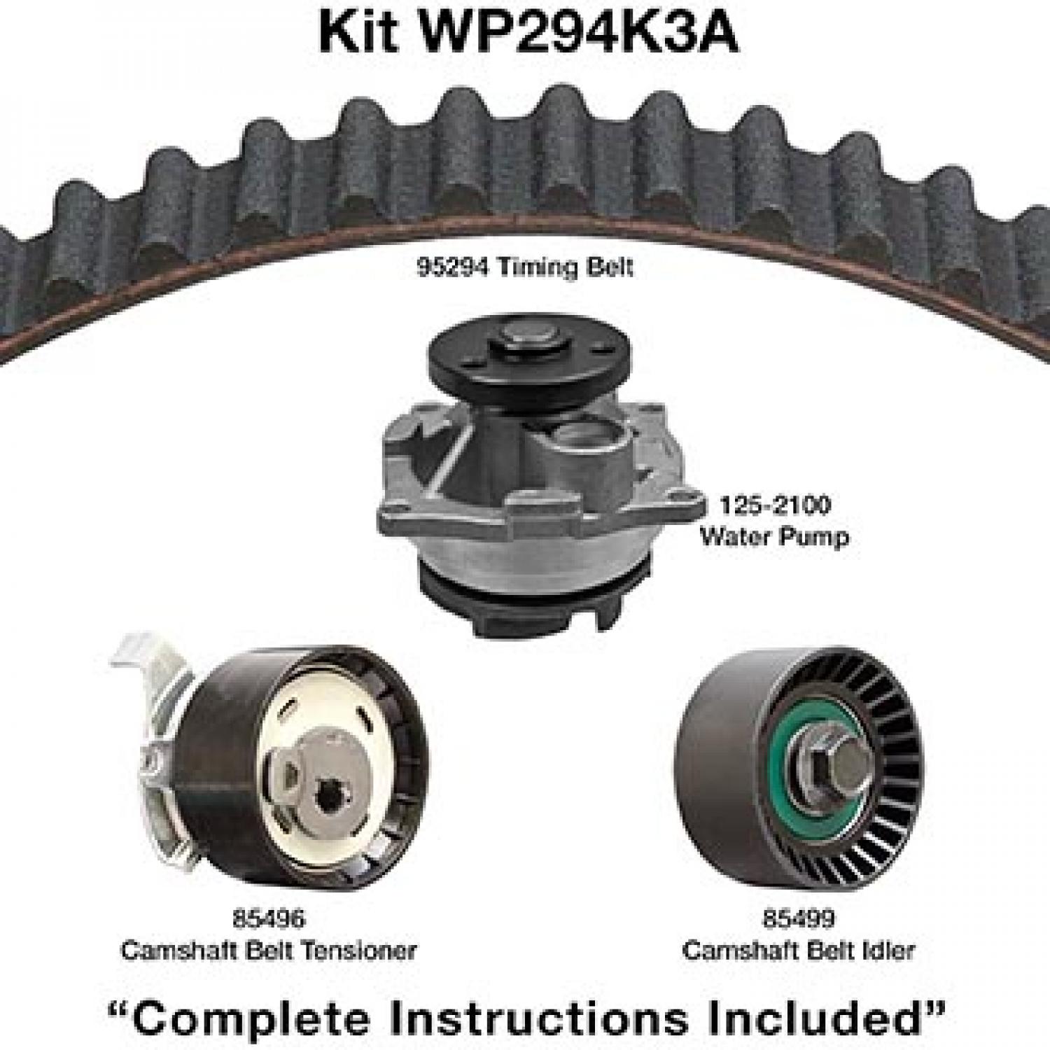 Dayco WP294K3A - Engine Timing Belt Kit with Water Pump Dayco WP294K3A Engine Timing Belt Kit with Water Pump product image 1 of 1