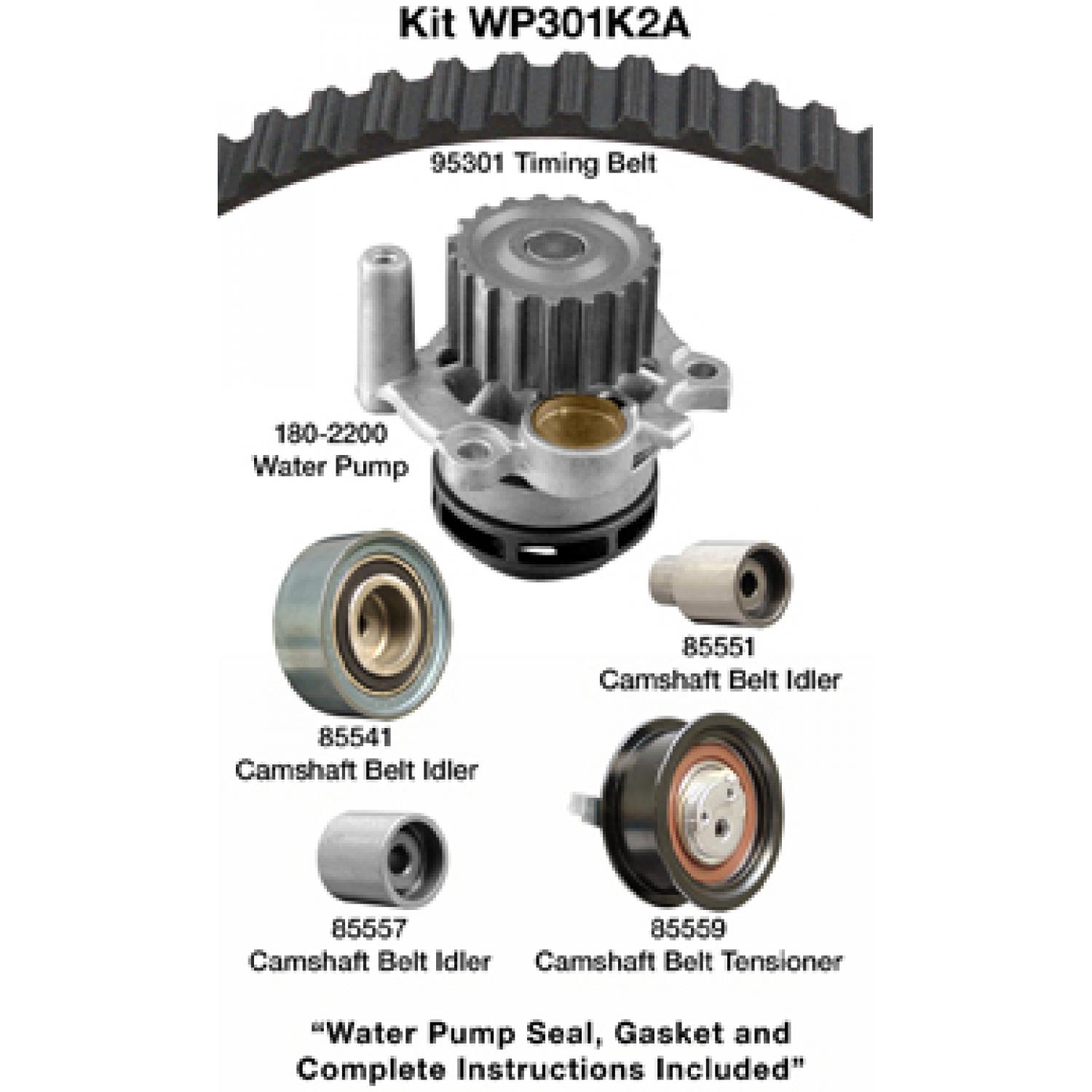 Dayco WP301K2A - Engine Timing Belt Kit with Water Pump Dayco WP301K2A Engine Timing Belt Kit with Water Pump product image 1 of 1
