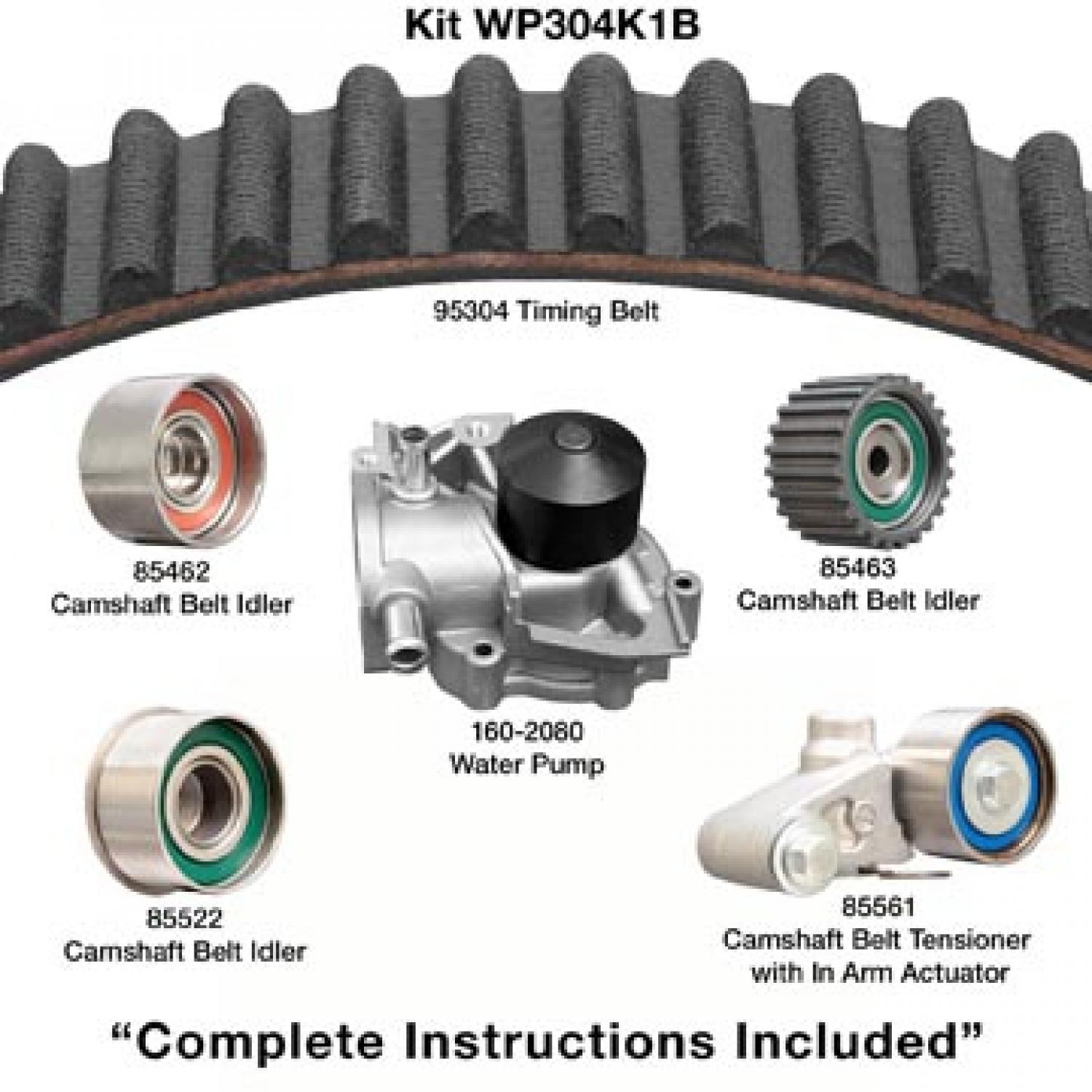 Dayco WP304K1B - Engine Timing Belt Kit with Water Pump Dayco WP304K1B Engine Timing Belt Kit with Water Pump product image 1 of 1