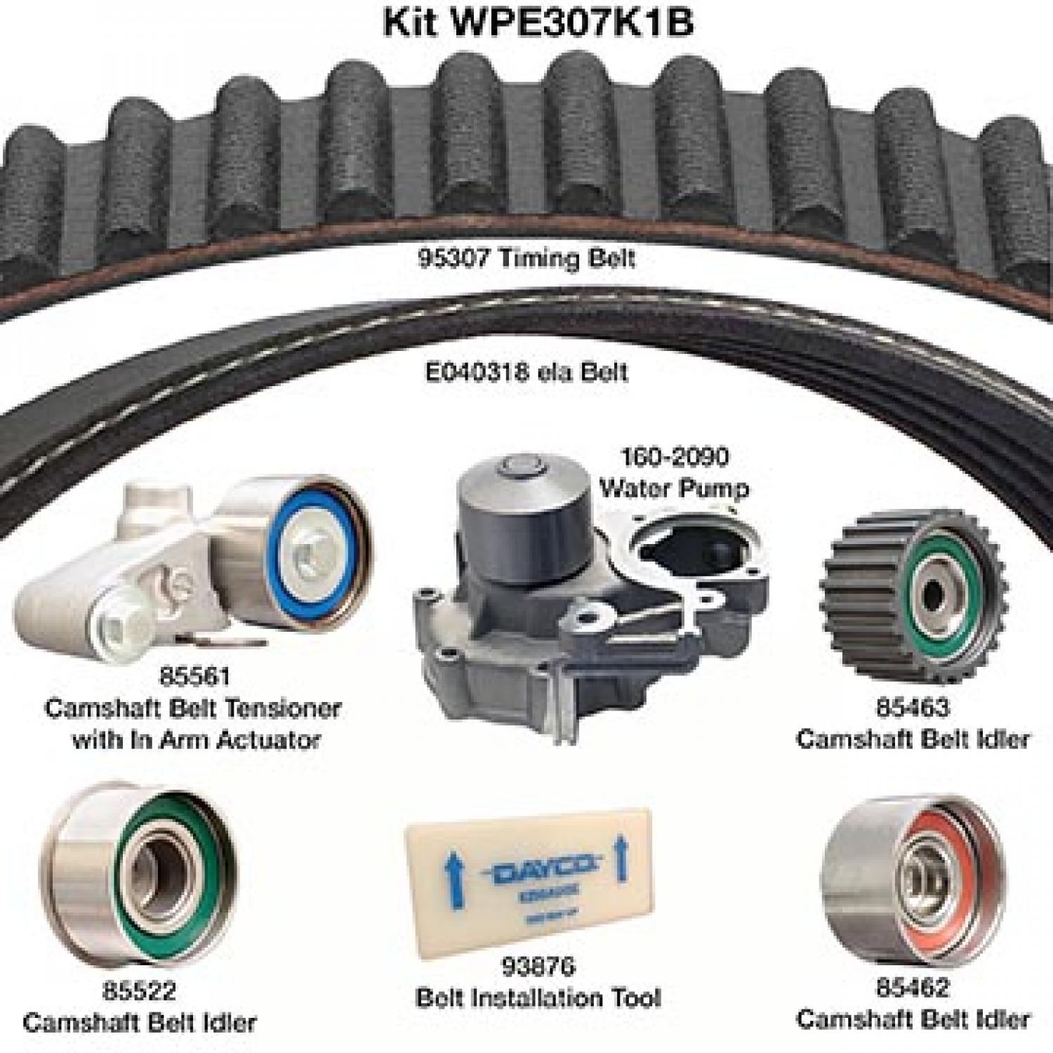 Dayco WPE307K1B - Engine Timing Belt Kit with Water Pump Dayco WPE307K1B Engine Timing Belt Kit with Water Pump product image 1 of 1