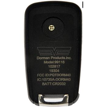 2012 Chevrolet Equinox Remote Control Transmitter for Keyless Entry and Alarm System Dorman 99116 image 2 of 4