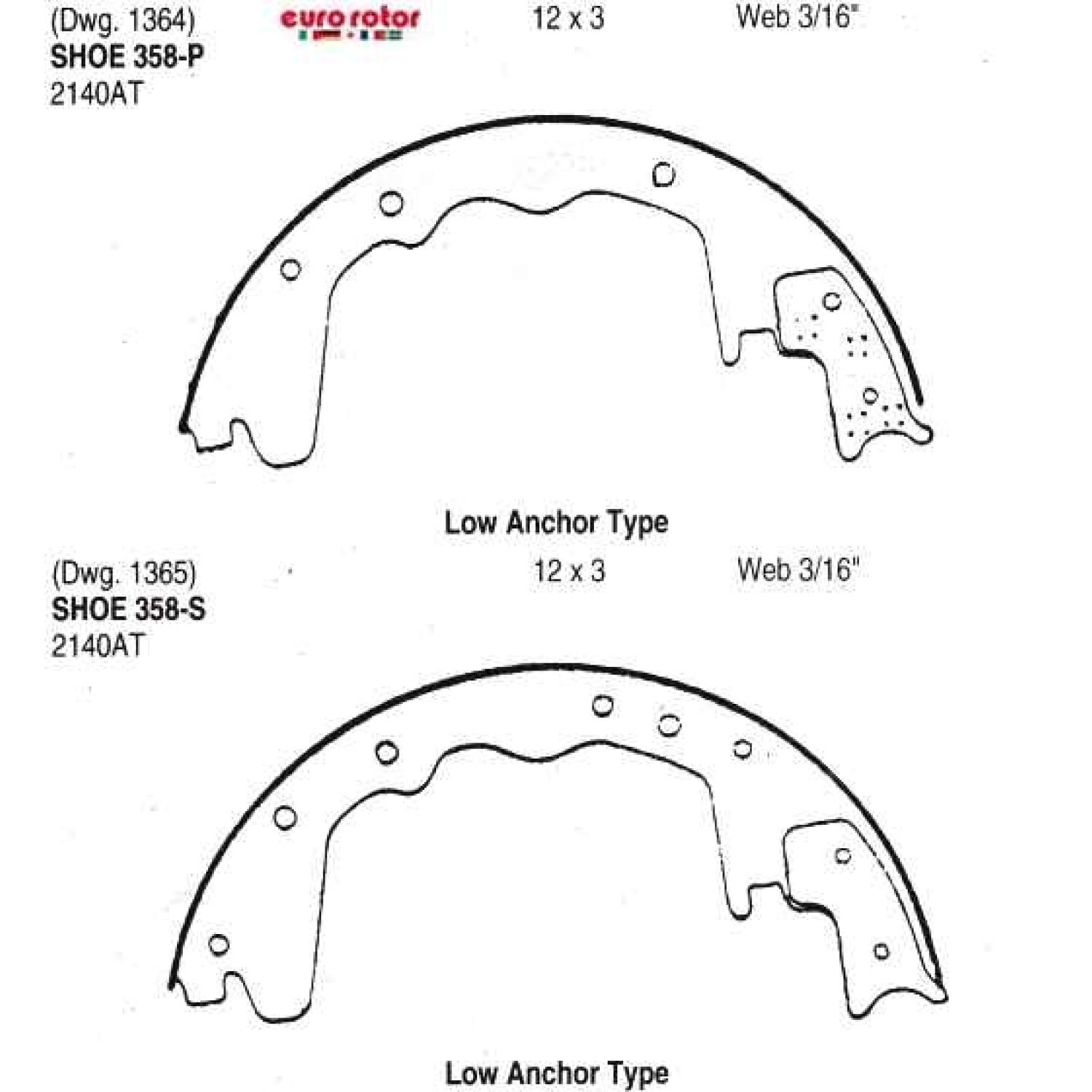 Eurorotor 358R - Drum Brake Shoe Eurorotor 358R Drum Brake Shoe product image 1 of 1