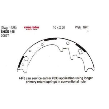 1972 Dodge B200 Van Drum Brake Shoe Front Eurorotor 445R image 1 of 1