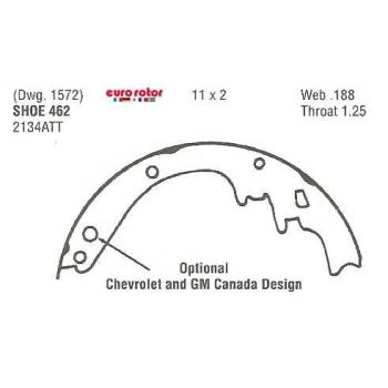 1999 Cadillac DeVille Drum Brake Shoe Rear Eurorotor 462R image 1 of 1