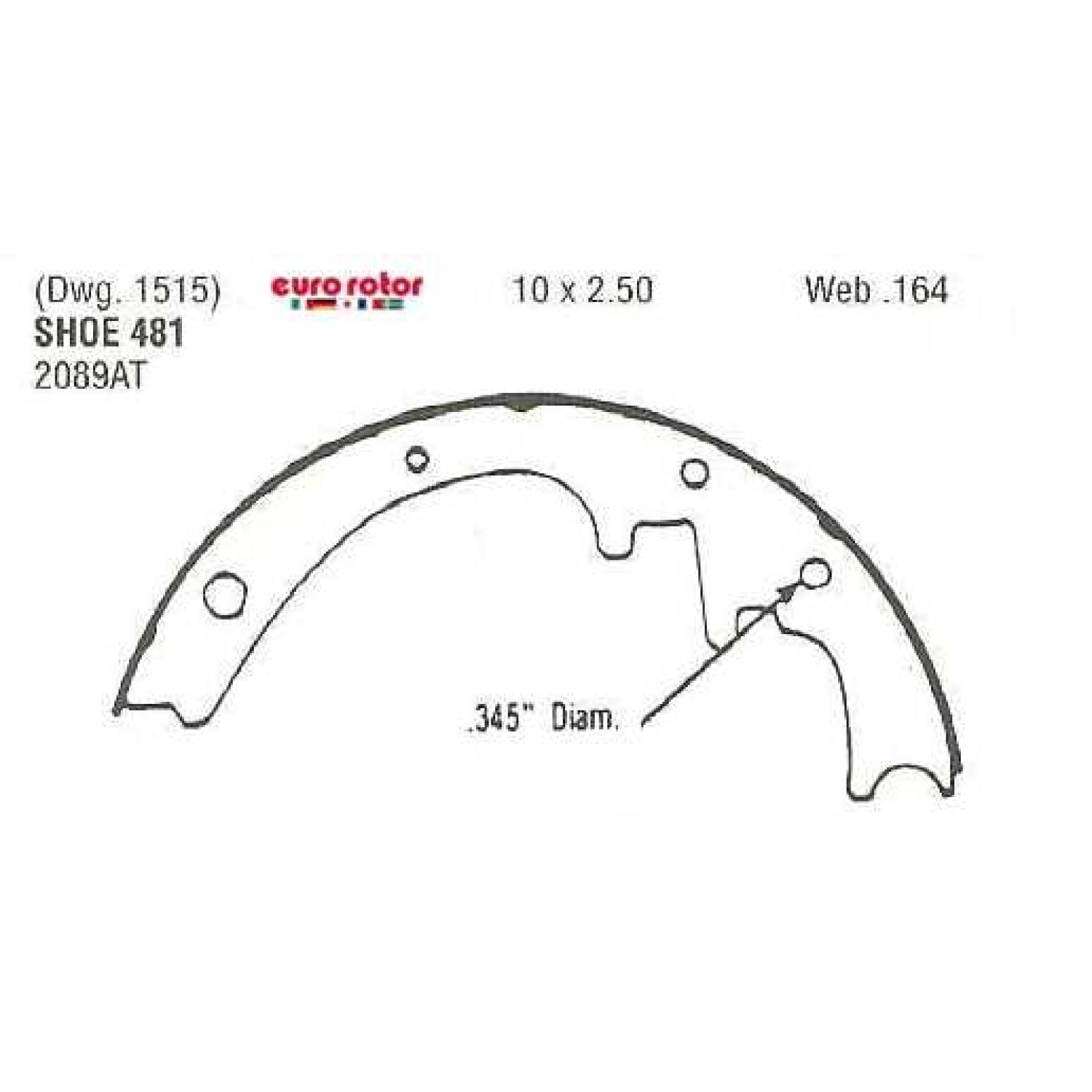 Eurorotor 481 - Drum Brake Shoe Eurorotor 481 Drum Brake Shoe product image 1 of 1