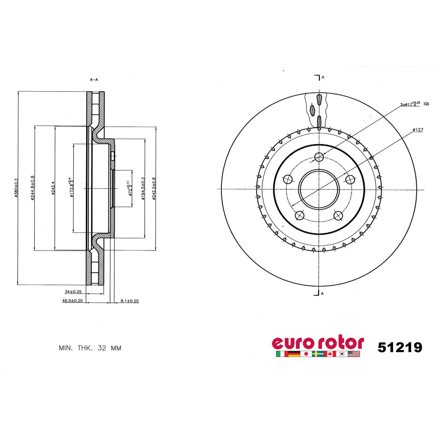 Eurorotor 51219 - Disc Brake Rotor Eurorotor 51219 Disc Brake Rotor product image 1 of 1