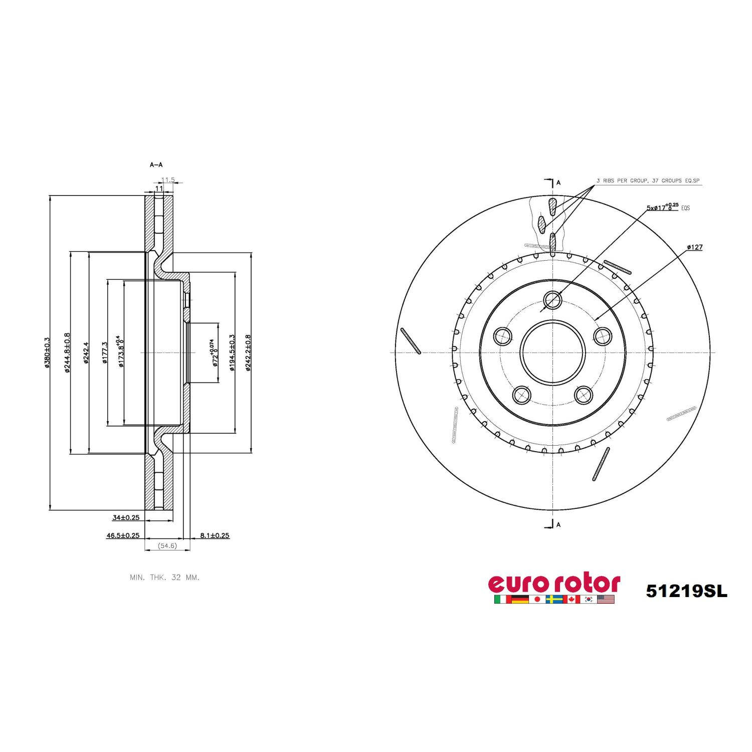 Eurorotor 51219SL - Disc Brake Rotor Eurorotor 51219SL Disc Brake Rotor product image 1 of 1