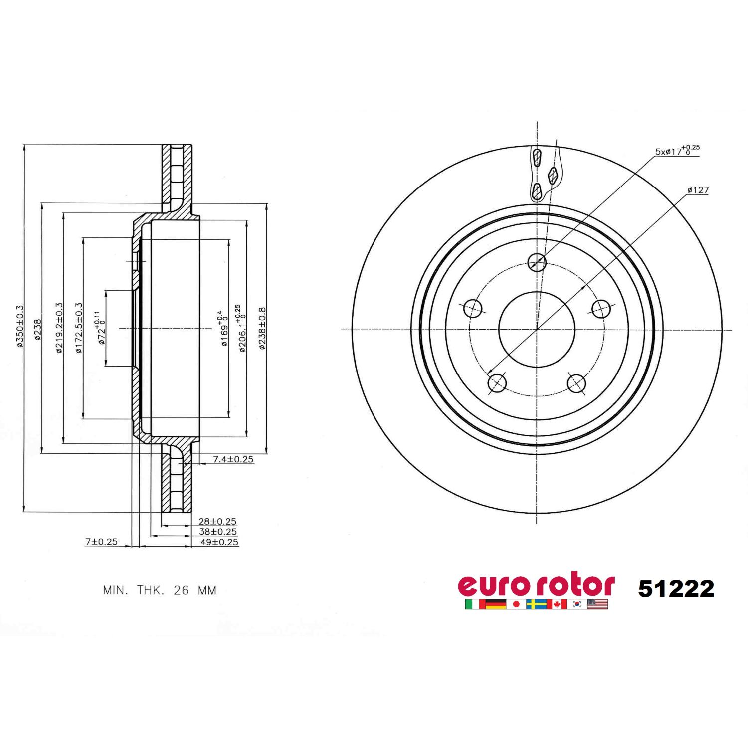 Eurorotor 51222 - Disc Brake Rotor Eurorotor 51222 Disc Brake Rotor product image 1 of 1