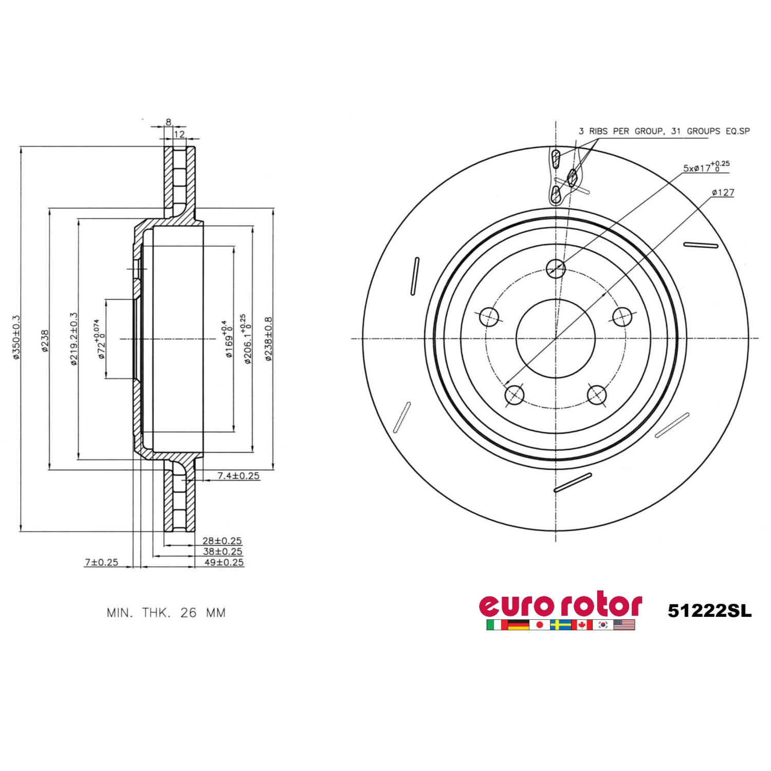 Eurorotor 51222SL - Disc Brake Rotor Eurorotor 51222SL Disc Brake Rotor product image 1 of 1