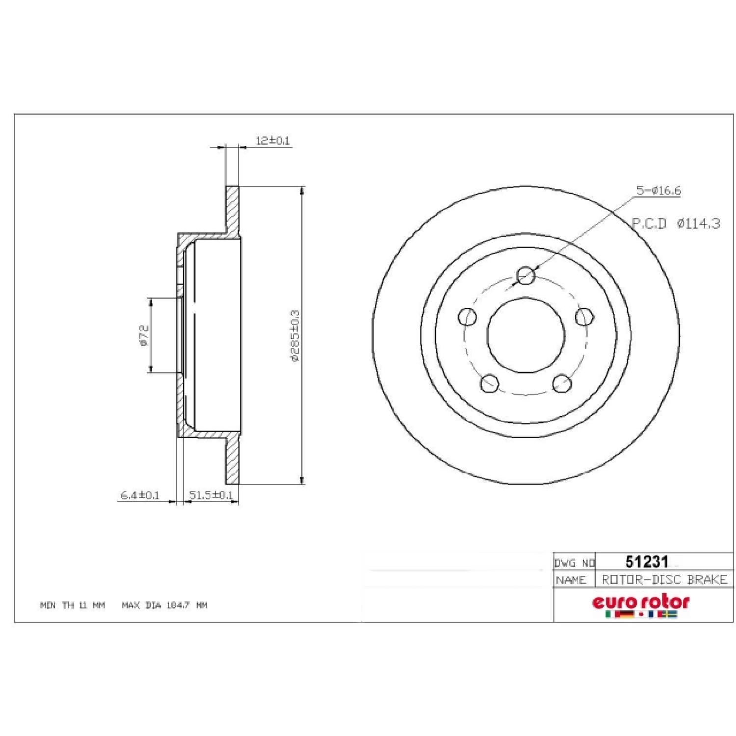 Eurorotor 51231 - Disc Brake Rotor Eurorotor 51231 Disc Brake Rotor product image 1 of 1