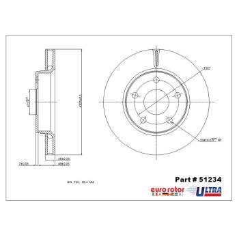 2018 Jeep Wrangler JK Disc Brake Rotor Front Eurorotor 51234 image 1 of 1