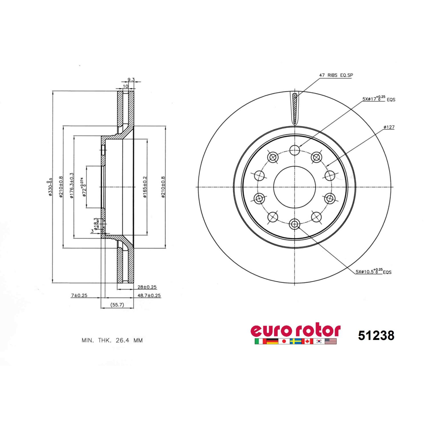 Eurorotor 51238 - Disc Brake Rotor Eurorotor 51238 Disc Brake Rotor product image 1 of 1