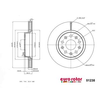 2021 Jeep Gladiator Disc Brake Rotor Front Eurorotor 51238 image 1 of 1