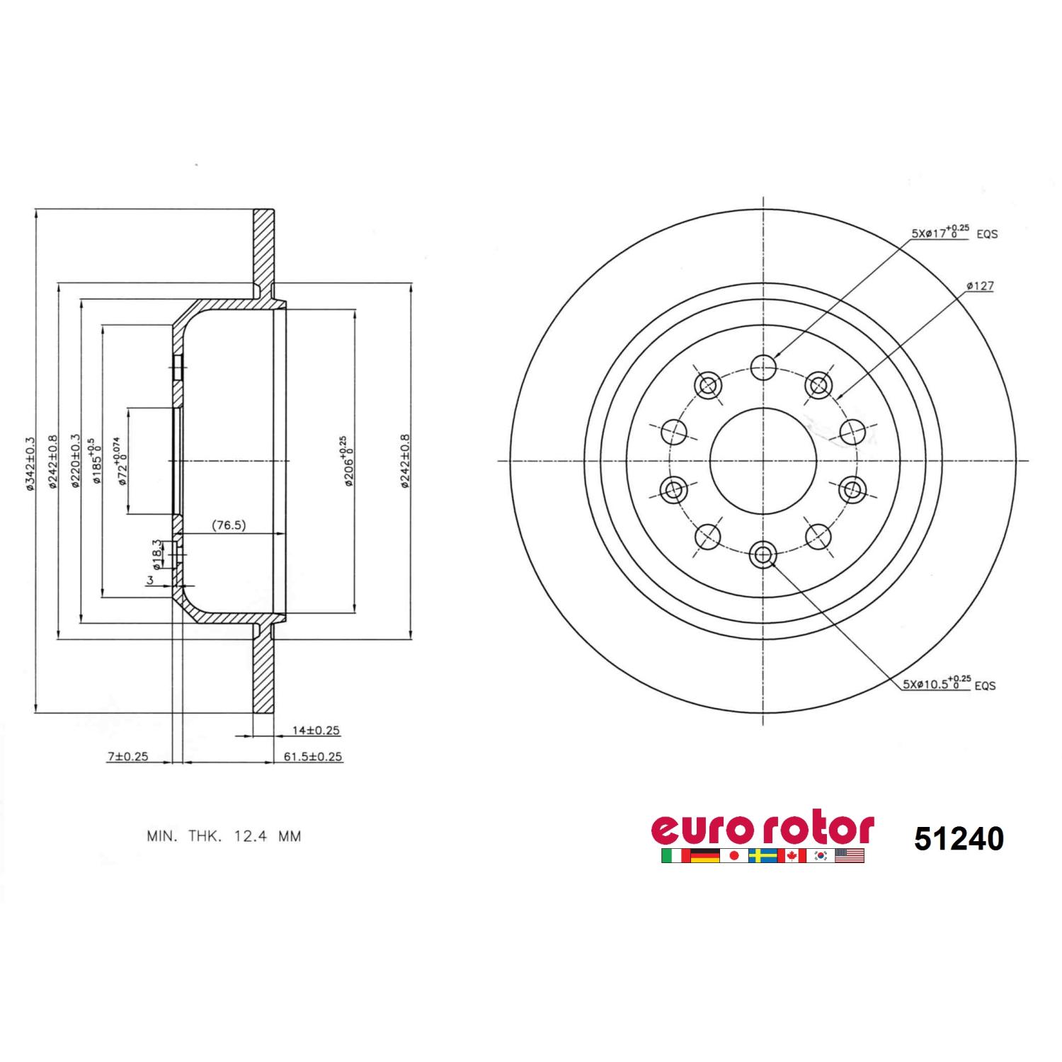 Eurorotor 51240 - Disc Brake Rotor Eurorotor 51240 Disc Brake Rotor product image 1 of 1