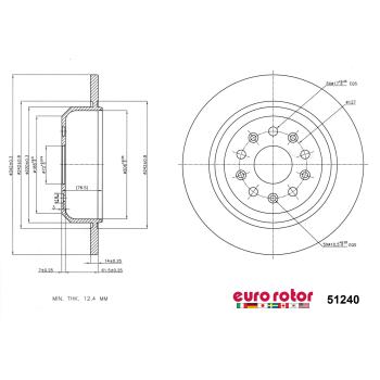 2023 Jeep Wrangler Disc Brake Rotor Rear Eurorotor 51240 image 1 of 1