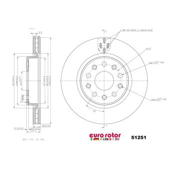 2021 Jeep Grand Cherokee L Disc Brake Rotor Front Eurorotor 51251 image 1 of 1