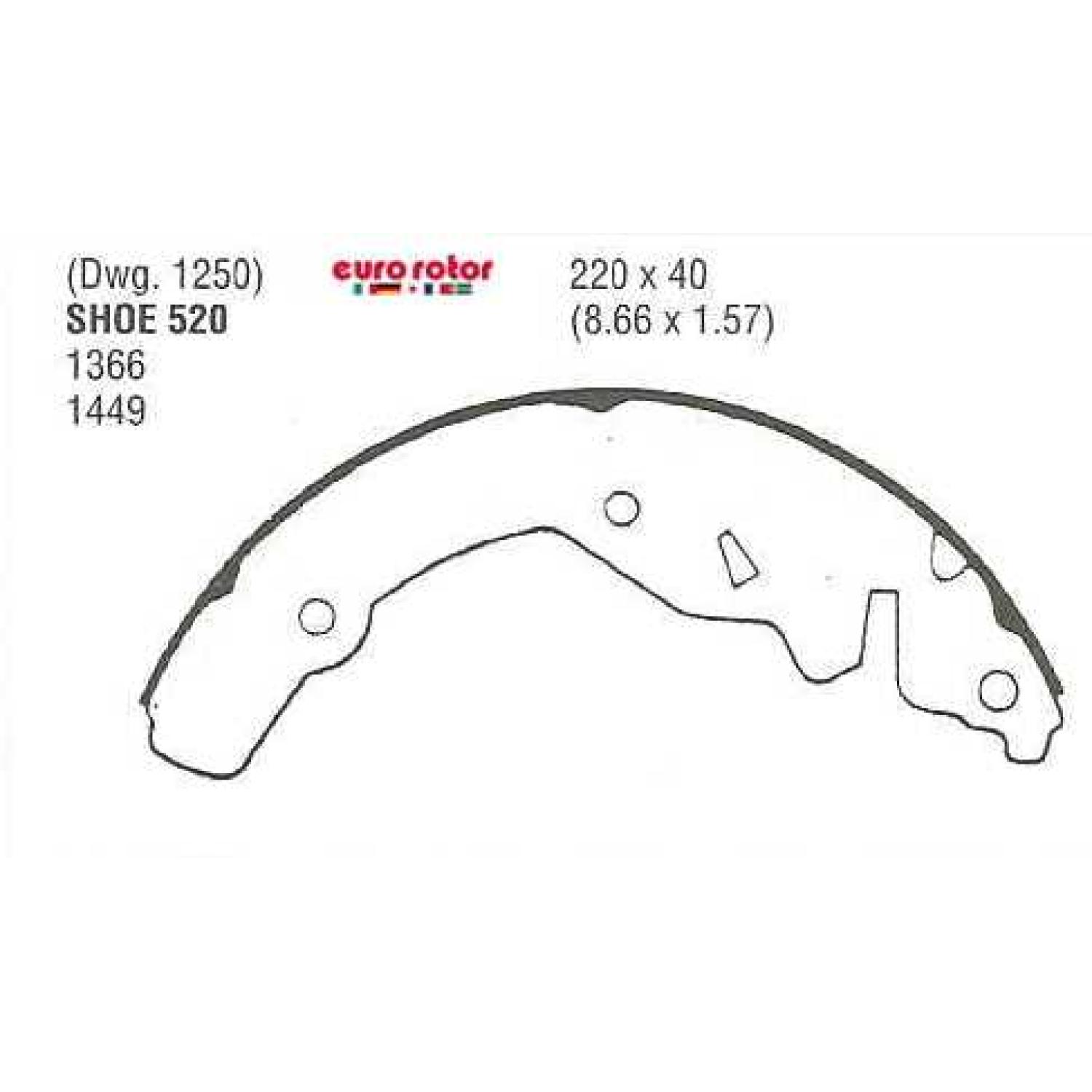Eurorotor 520 - Drum Brake Shoe Eurorotor 520 Drum Brake Shoe product image 1 of 1