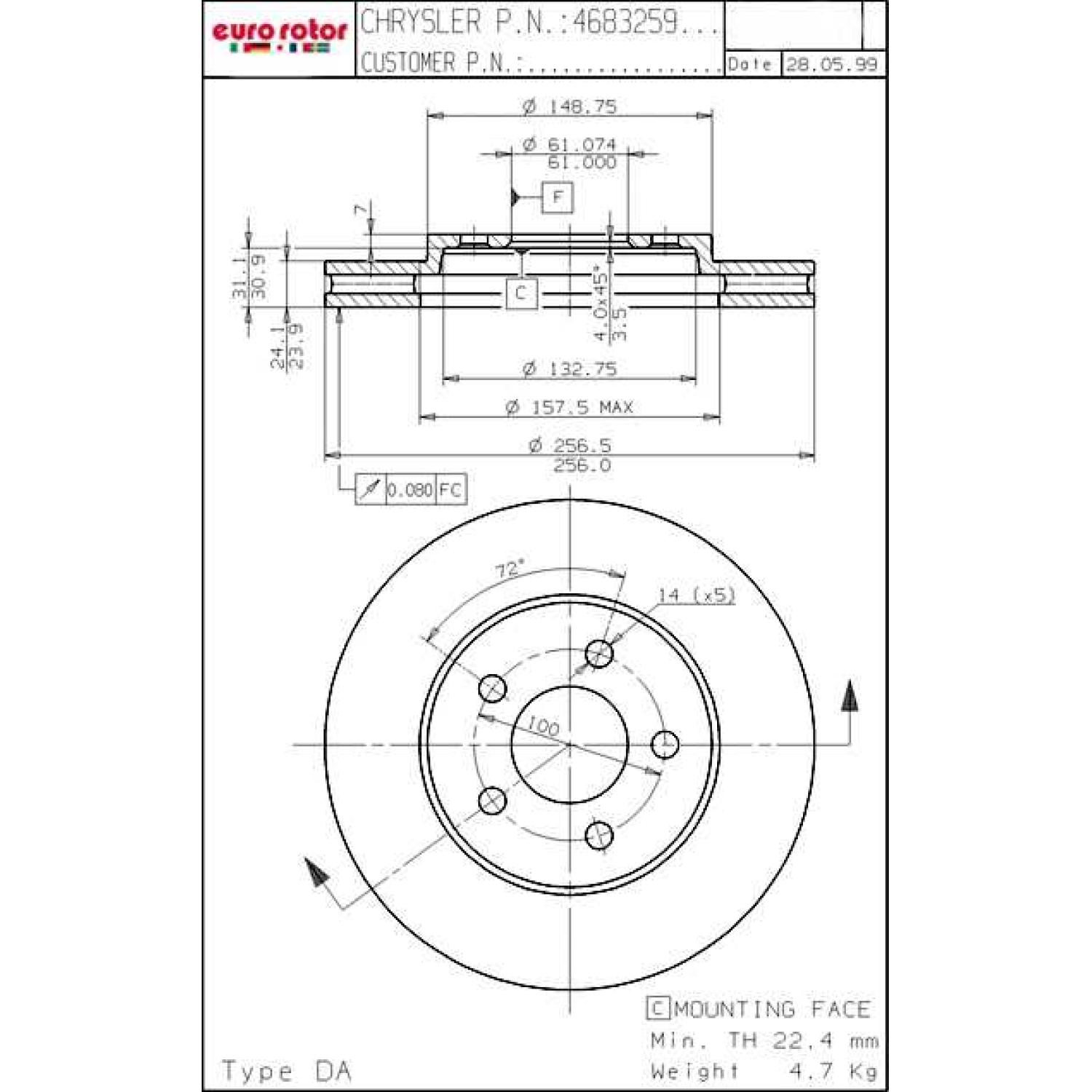 Eurorotor 53100 - Disc Brake Rotor Eurorotor 53100 Disc Brake Rotor product image 1 of 1