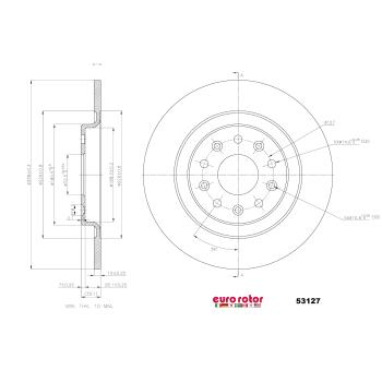 2023 Chrysler Pacifica Disc Brake Rotor Rear Eurorotor 53127 image 1 of 1