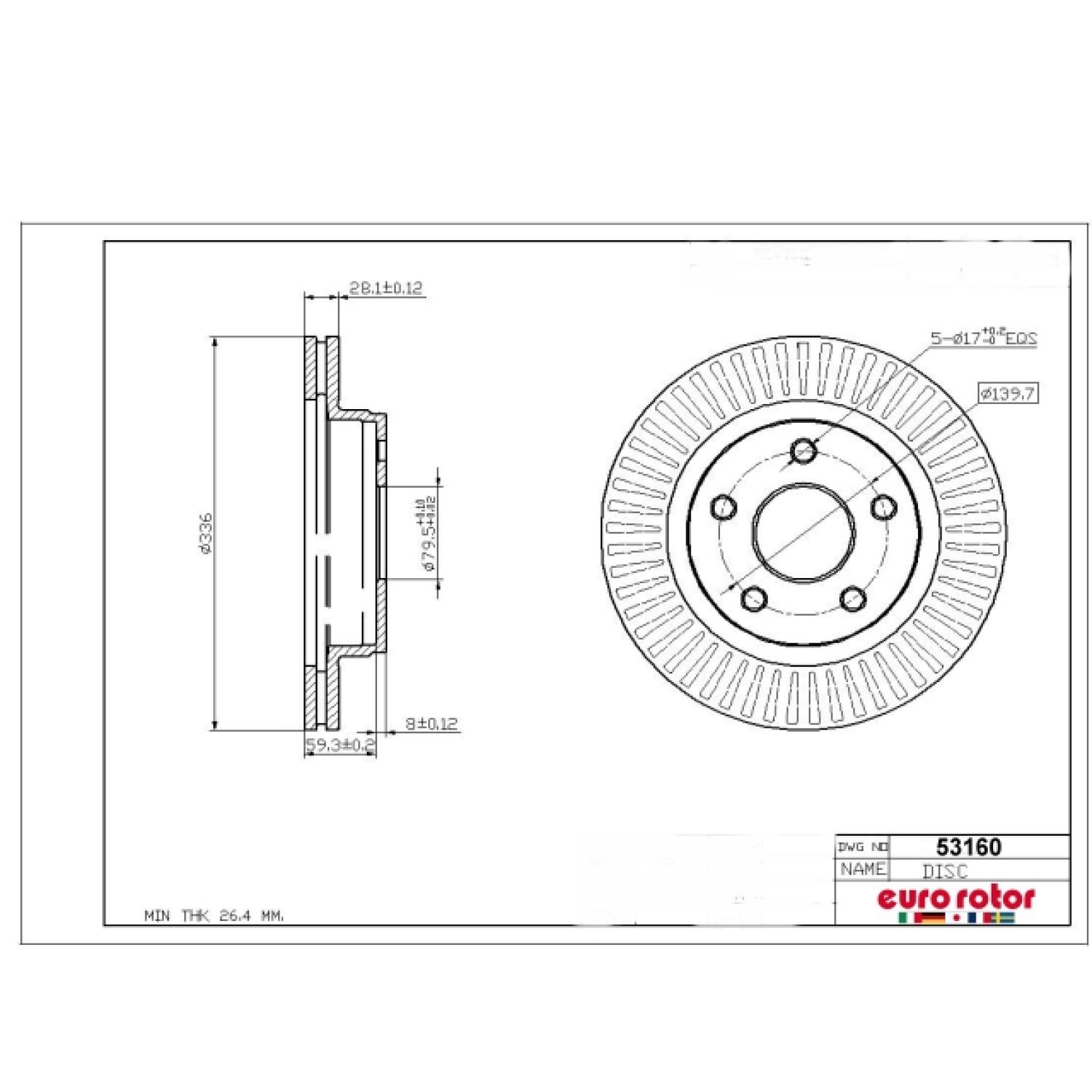 Eurorotor 53160 Disc Brake Rotor product image 1 of 1