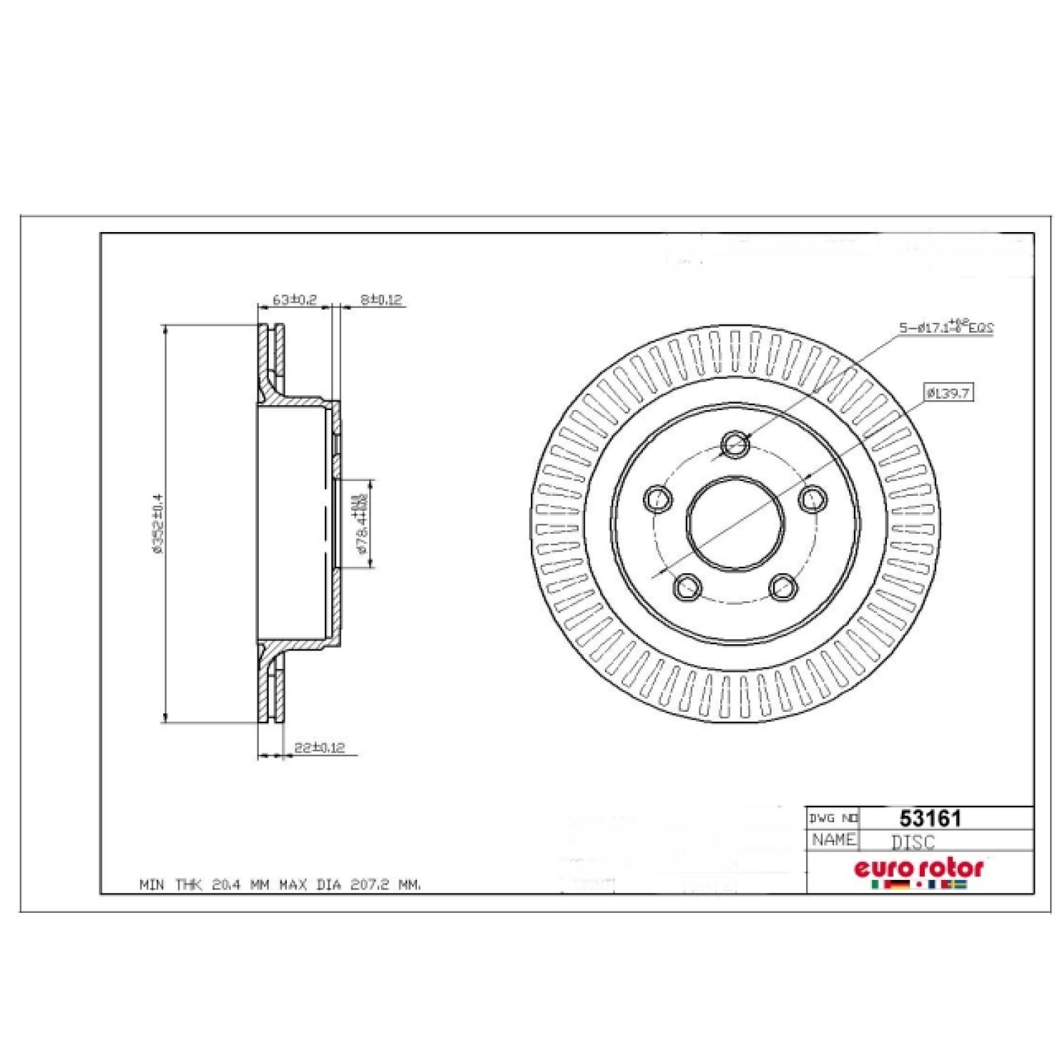 Eurorotor 53161 - Disc Brake Rotor Eurorotor 53161 Disc Brake Rotor product image 1 of 1