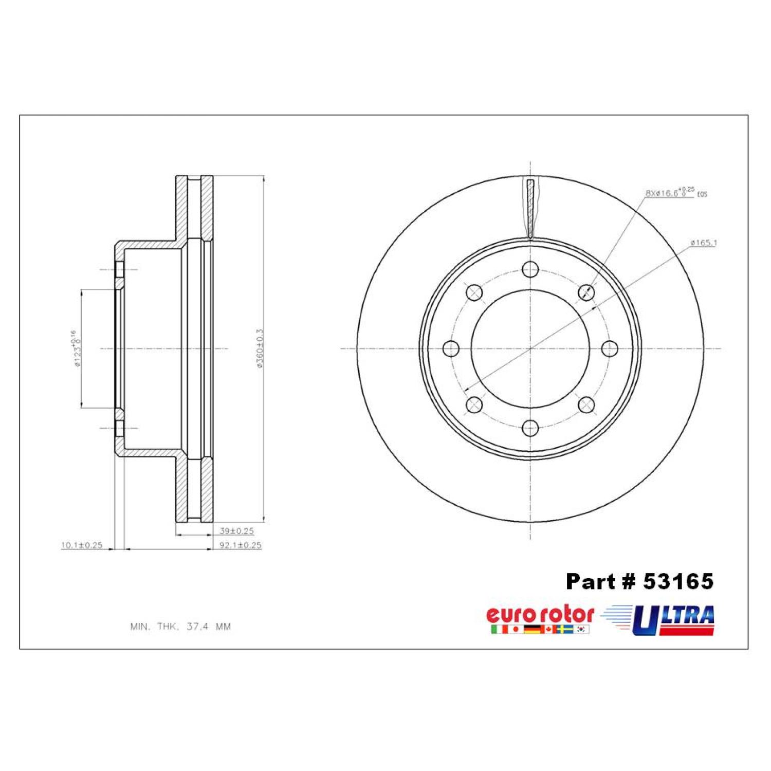 Eurorotor 53165 - Disc Brake Rotor Eurorotor 53165 Disc Brake Rotor product image 1 of 1