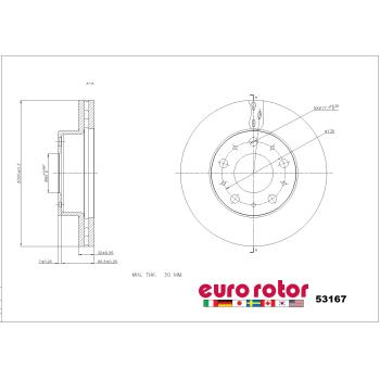 2020 Ram ProMaster 3500 Disc Brake Rotor Front Eurorotor 53167 image 1 of 1
