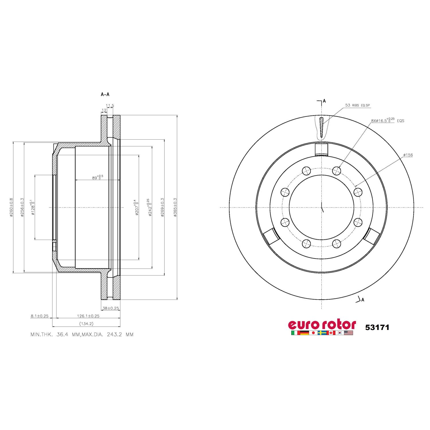 Eurorotor 53171 - Disc Brake Rotor Eurorotor 53171 Disc Brake Rotor product image 1 of 1