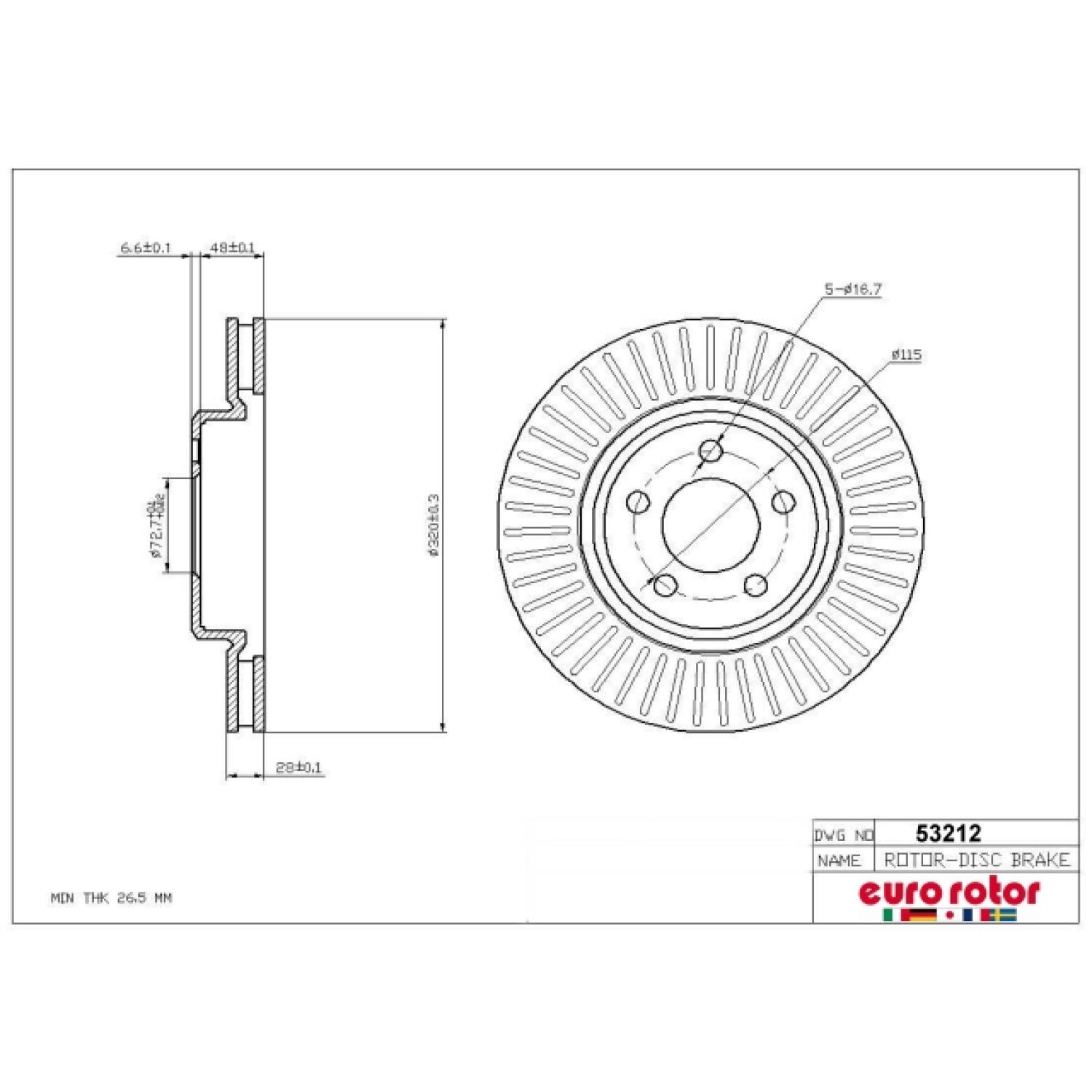 Eurorotor 53212 - Disc Brake Rotor Eurorotor 53212 Disc Brake Rotor product image 1 of 1