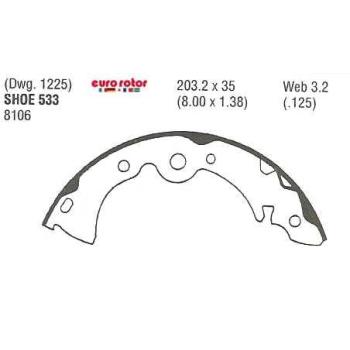 1990 Nissan Pulsar NX Drum Brake Shoe Rear Eurorotor 533 image 1 of 1