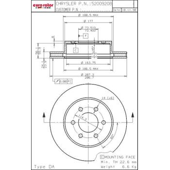 2000 Dodge Durango Disc Brake Rotor Front Eurorotor 53330 image 1 of 1