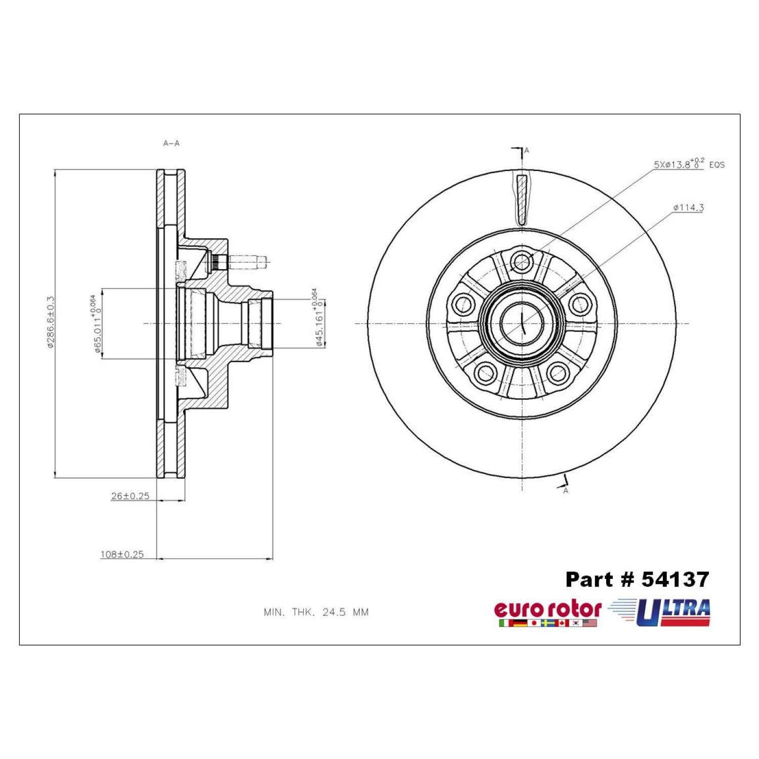 Eurorotor 54137 - Disc Brake Rotor and Hub Assembly Eurorotor 54137 Disc Brake Rotor and Hub Assembly product image 1 of 1
