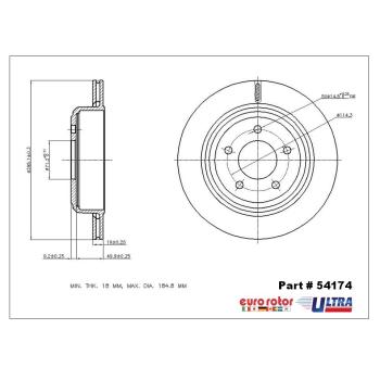 2011 Ford Ranger Disc Brake Rotor Rear Eurorotor 54174 image 1 of 1