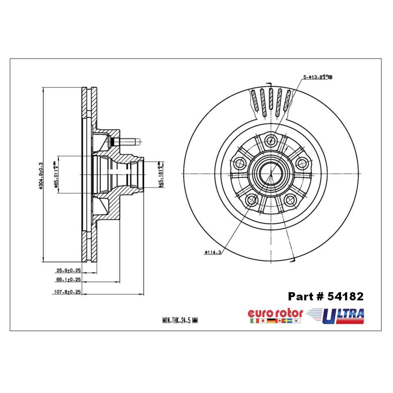 Eurorotor 54182 - Disc Brake Rotor and Hub Assembly Eurorotor 54182 Disc Brake Rotor and Hub Assembly product image 1 of 1