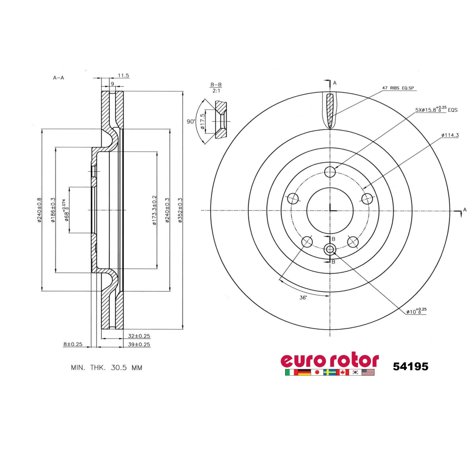 Eurorotor 54195 Disc Brake Rotor product image 1 of 1