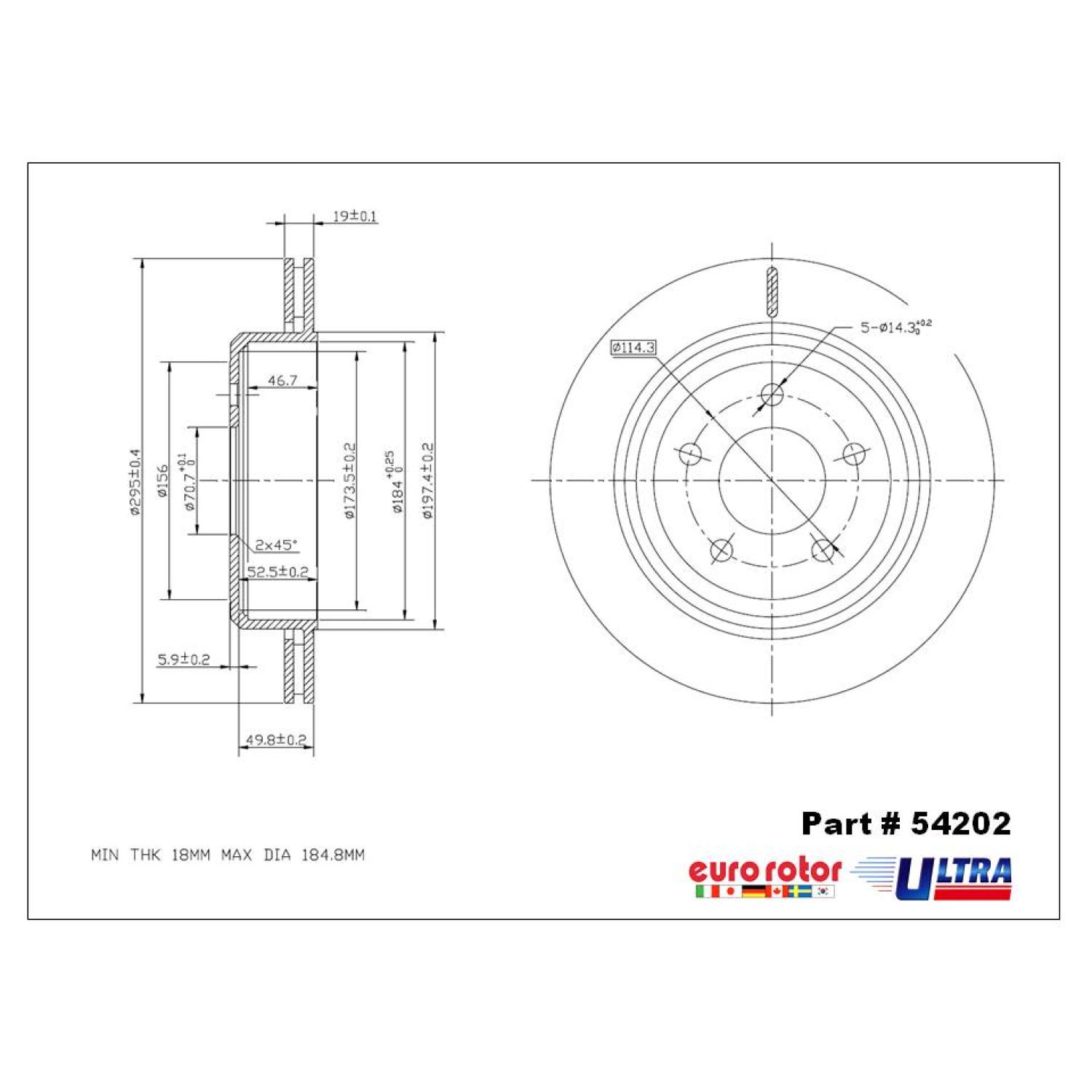 Eurorotor 54202 - Disc Brake Rotor Eurorotor 54202 Disc Brake Rotor product image 1 of 1