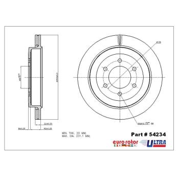 2014 Lincoln Navigator Disc Brake Rotor Rear Eurorotor 54234 image 1 of 1
