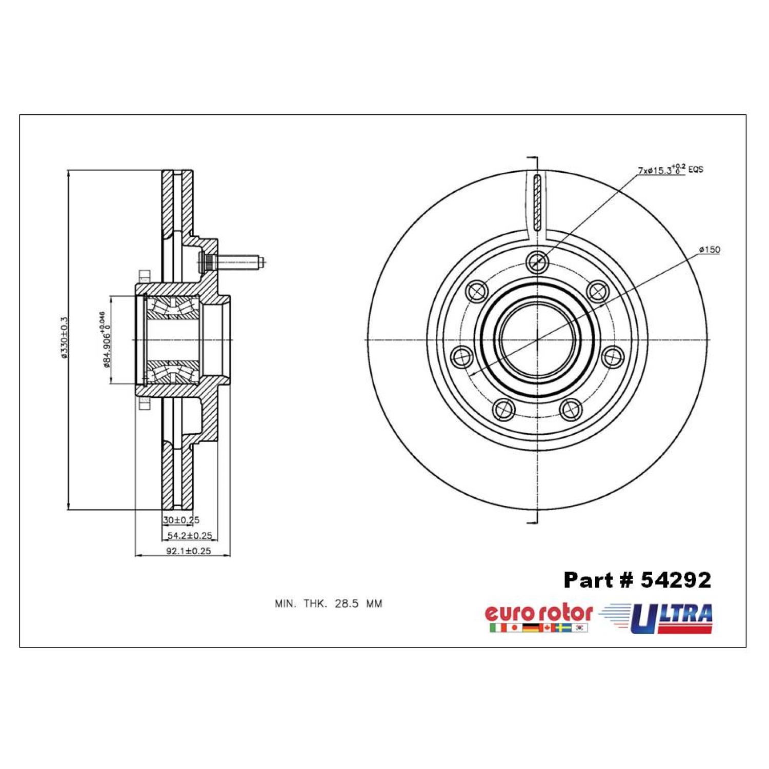 Eurorotor 54292 - Disc Brake Rotor and Hub Assembly Eurorotor 54292 Disc Brake Rotor and Hub Assembly product image 1 of 1