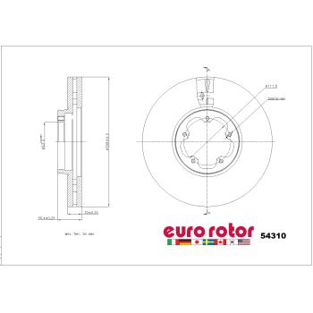 2023 Ford E-Transit Disc Brake Rotor Front Eurorotor 54310 image 1 of 1