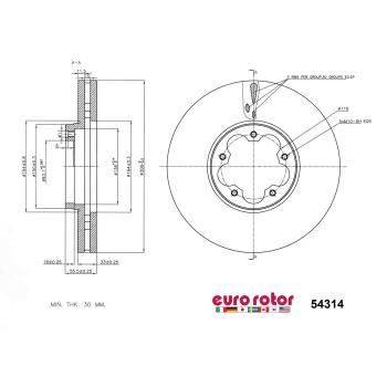 2023 Ford E-Transit Disc Brake Rotor Front Eurorotor 54314 image 1 of 1