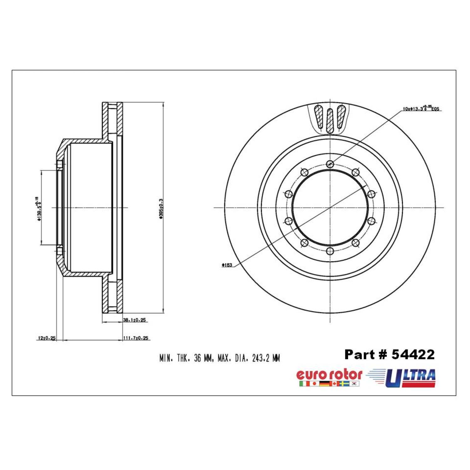 Eurorotor 54422 - Disc Brake Rotor Eurorotor 54422 Disc Brake Rotor product image 1 of 1